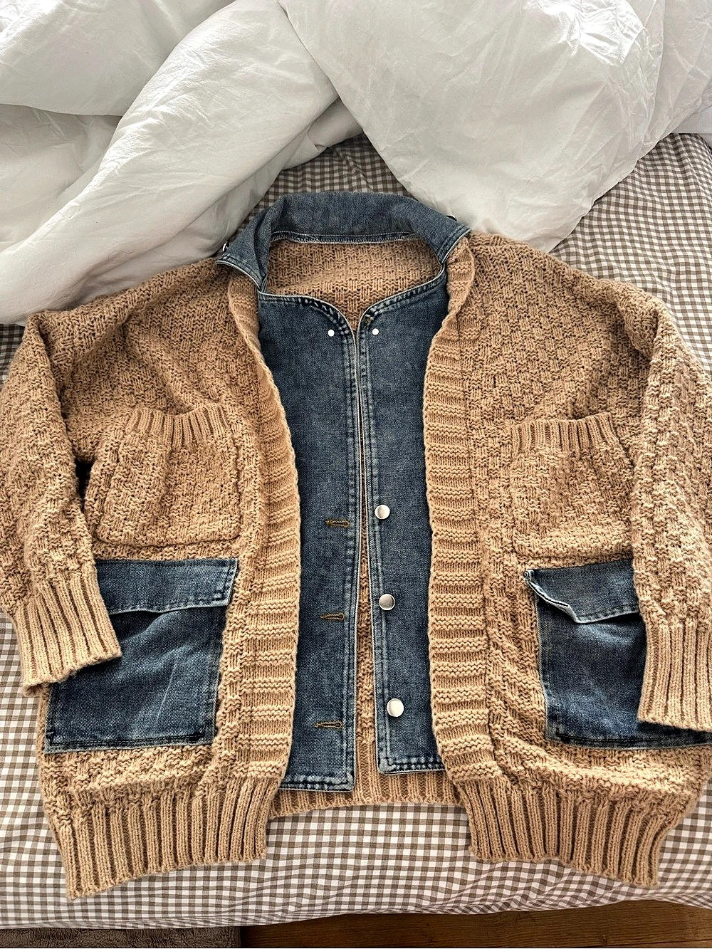 NWOT Mixed Media Denim and Sweater Jacket